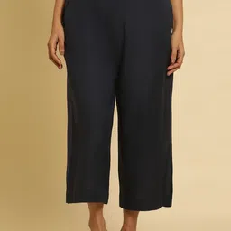 W Women Straight Fit Cropped Ethnic Culottes Trousers-image-64