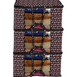 Stylista Brown & White 3 Pieces Floral Water Resistant Sweater Bags-picture-37