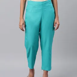 KSUT Women Green Regular Fit Solid Trousers-picture-17