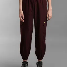 KZ07 By Kazo Women Maroon High-Rise Joggers Trousers-image-8
