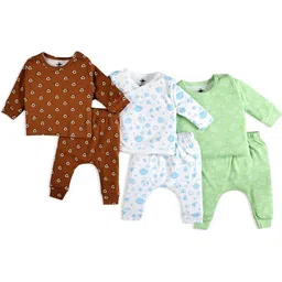 The Mom Store Infants Pack Of 3 Conversational Printed Pure Cotton T-shirt & Trousers-image-74