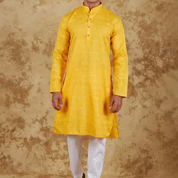 BLUESAANCHI Textured Mandarin Collar Straight Kurta With Trousers image 1