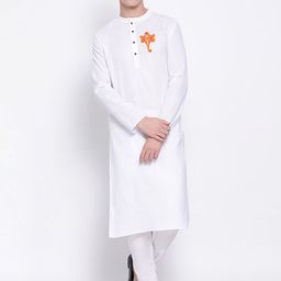 DEVOILER Men White Kurta with Trousers-picture-3