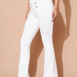 SASSAFRAS BASICS Women Bootcut Trousers Flared High-Rise Trousers image 4