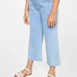 Global Desi Girls Blue Solid Culottes Trousers image 5