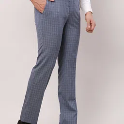 Raymond Men Checked Slim Fit Formal Trousers image 4