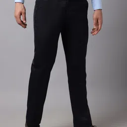 Cantabil Men Navy Blue Cotton Formal Trousers image 4