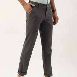 Parx Men Checked Tapered Fit Low-Rise Trousers image 5