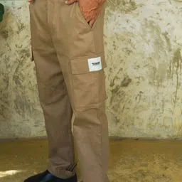 Bonkers Corner Beige-Coloured Men Mid Rise Cotton Cargos With Utility Pockets image 2