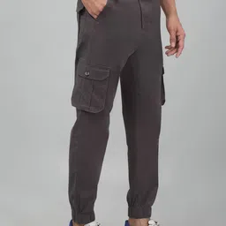 Cantabil Men Regular Fit Mid-Rise Cotton Stretchable Cargos Trousers image 4