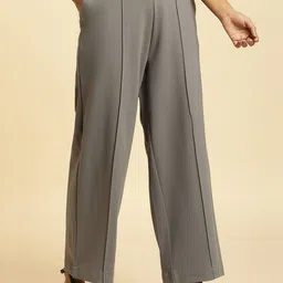 W Women Plain Slim Fit Cropped Parallel Trousers image 2