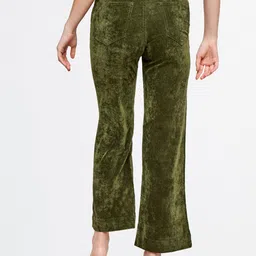 AND Women Olive Green Flared Trousers image 5