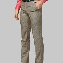 Raymond Men Beige Textured Trousers image 2