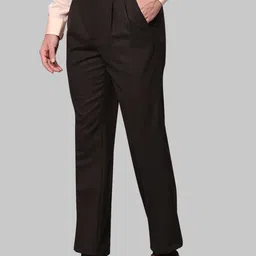Park Avenue Men Brown Solid Trousers image 3