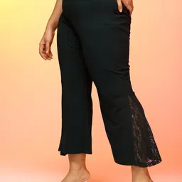 CURVE BY KASSUALLY Women Green Flared Parallel Trousers image 5