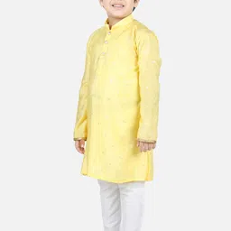 here&now x kinder kids Kinder Kids Self Design Jaquard Straight Kurta with Pyjama image 2