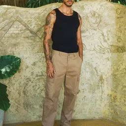 Bonkers Corner Beige-Coloured Men Mid Rise Cotton Cargos With Utility Pockets image 4