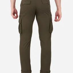 beevee Men Olive Green Relaxed Cargos Trousers image 2