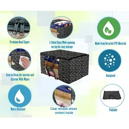 Stylista Black & White 3 Pieces Floral Printed Water Resistant Blanket Storage Organisers image 3