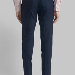 Raymond Men Dark Blue Checked Slim Fit Formal Trousers image 4