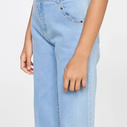 Global Desi Girls Blue Solid Culottes Trousers image 4