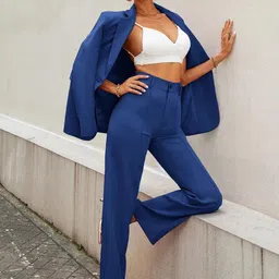 Kotty Women Relaxed Straight Leg Straight Fit High-Rise Easy Wash Parallel Trousers image 3