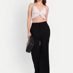 Next One Women Smart Flared High-Rise Easy Wash  Parallel Trousers image 4