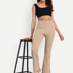 Next One Women High-Rise Stretchable Flared Bootcut Corduroy Trousers image 3