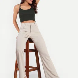 Next One Women High-Rise Stretchable Flared Bootcut Corduroy Trousers image 3