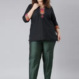 Go Colors Women Plus Size Tailored Tapered Fit Cigarette Trousers image 5