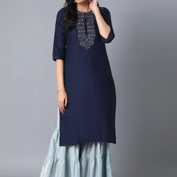 elleven Women Blue Loose Fit Parallel Trousers image 4