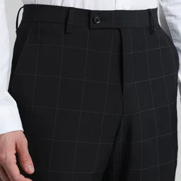 Jack & Jones Men Checked Slim Fit Mid-Rise Trousers image 4