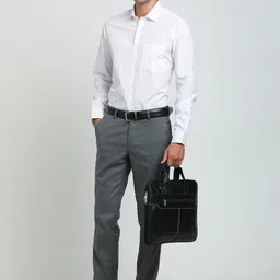 Turtle Men Textured Tailored Slim Fit Trousers image 3