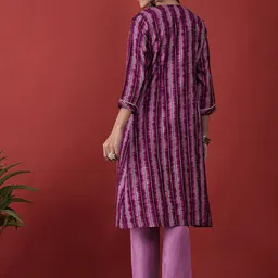Anouk Violet Sequinned Round Neck Regular Kurta with Trousers & Shrug image 5