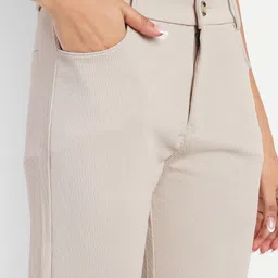 Next One Women High-Rise Stretchable Flared Bootcut Corduroy Trousers image 5