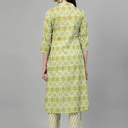 KALINI Floral Printed Regular Pure Cotton Kurta With Trouser image 5