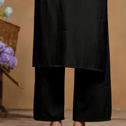 Sangria Black and gold Floral Embroidered Sequinned Straight Kurta & Palazzo image 5