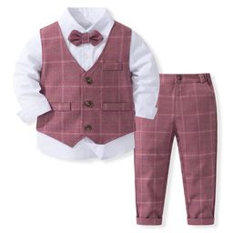 StyleCast x Revolte Boys Checked Pure Cotton Single-Breasted Three Piece Suit-picture-48