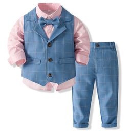 StyleCast x Revolte Boys Checked Pure Cotton Single-Breasted Three Piece Suit-picture-17