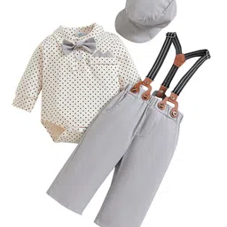 StyleCast Boys Beige & Grey Printed Shirt with Trousers & Suspenders-image-12