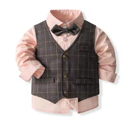 StyleCast x Revolte Boys Checked 3-Piece Single-Breasted Cotton Suits image 4