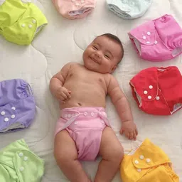 Moms Home Set of 2 Green & Purple Reusable Cotton Diapers image 4