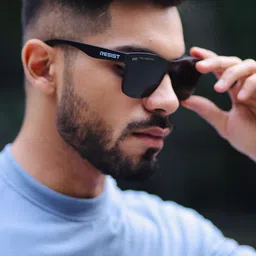 RESIST EYEWEAR Unisex Black Lens Wayfarer Sunglasses with Polarised and UV Protected Lens image 5