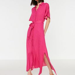 Trendyol Fuchsia & Yellow Printed Shirt Style Maxi Dress-picture-31