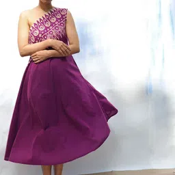Chidiyaa Purple One Shoulder Midi Dress-picture-3