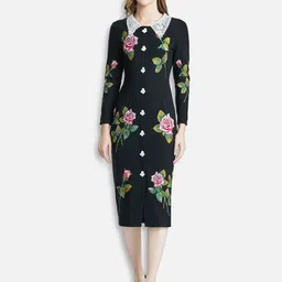 JC Collection Black Floral Sheath Midi Dress-picture-18