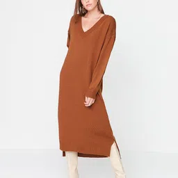 Trendyol Women Brown Jumper Midi Dress-picture-28