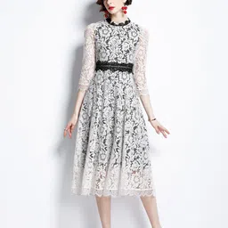 JC Collection White Floral Fit & Flare Midi Dress-image-38