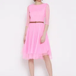 U&F Round Neck Net Fit & Flare Dress-picture-43