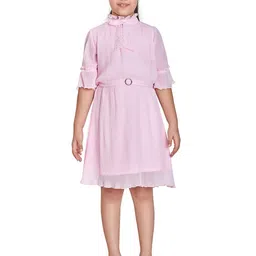 Peppermint Girls High Neck Satin Fit & Flare Dress-picture-49